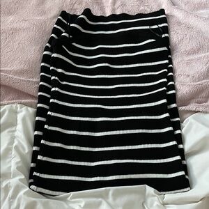 Caroline Constas Monochrome Long Maxi Striped Pencil Skirt